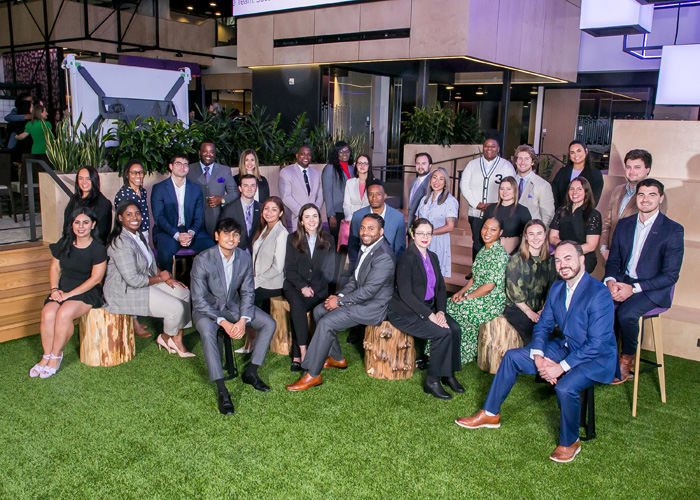 Corporate Group Photo in Office Lobby